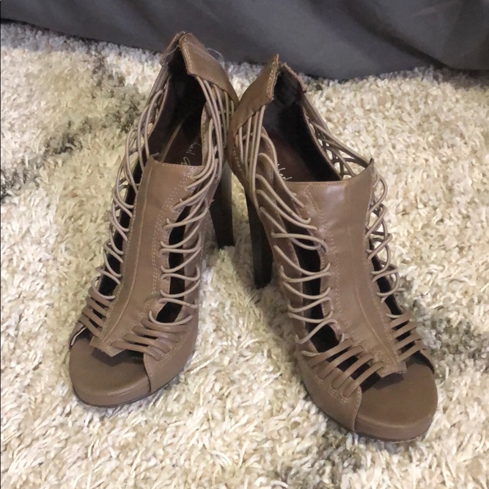 Strappy high heel open toe sandals